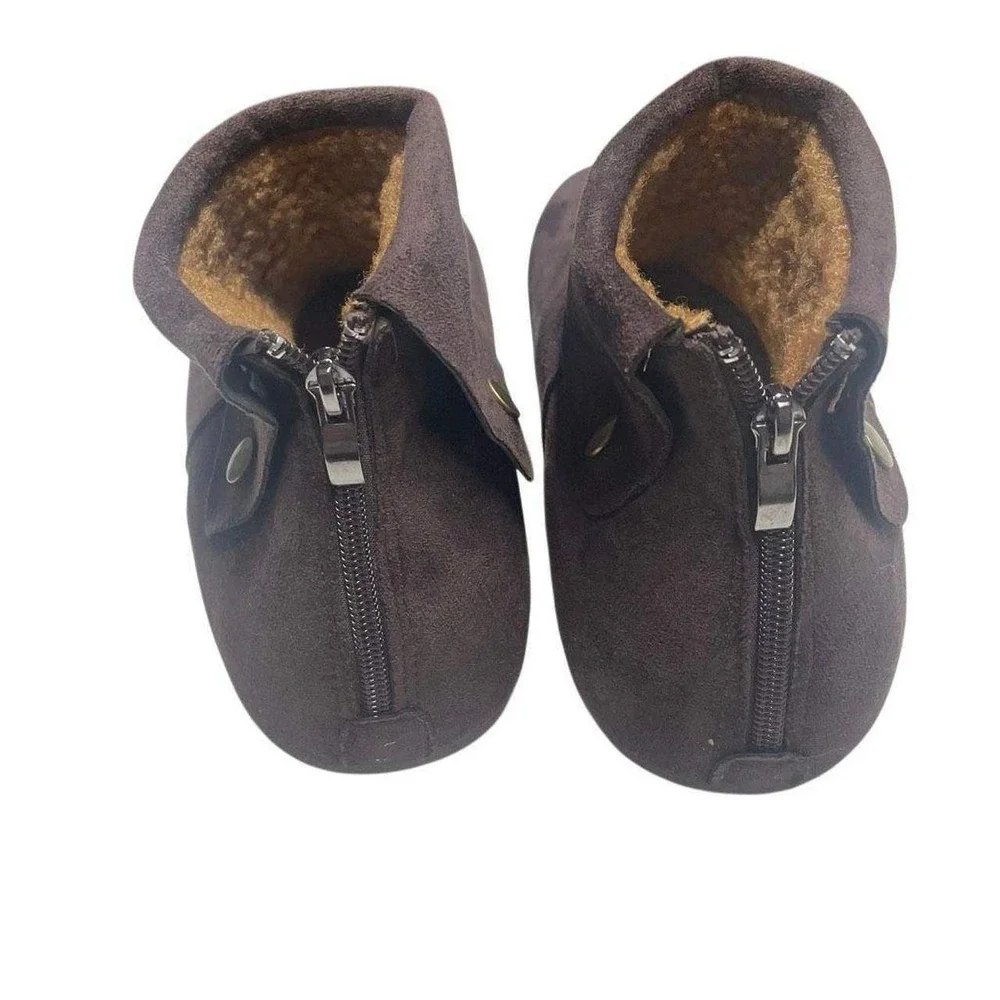 Lagenlook Brown Faux Suede Ankle Booties